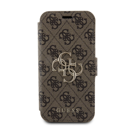 Guess PU Leather 4G Metal Logo Book Pouzdro pro iPhone 15 Pro Max Brown, GUBKP15X4GMGBR