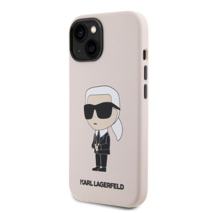 Karl Lagerfeld Liquid Silicone Ikonik NFT Zadní Kryt pro iPhone 15 Pink, KLHCP15SSNIKBCP