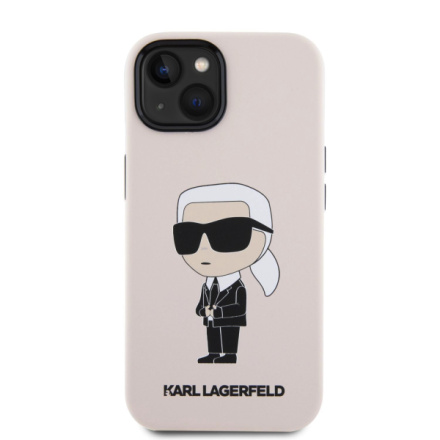 Karl Lagerfeld Liquid Silicone Ikonik NFT Zadní Kryt pro iPhone 15 Pink, KLHCP15SSNIKBCP