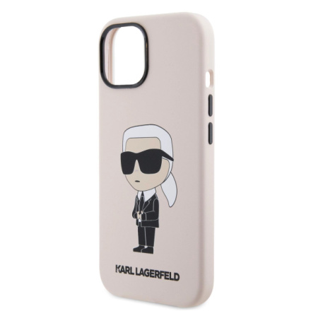 Karl Lagerfeld Liquid Silicone Ikonik NFT Zadní Kryt pro iPhone 15 Pink, KLHCP15SSNIKBCP