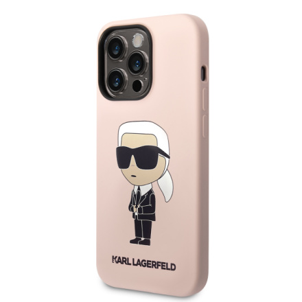 Karl Lagerfeld Liquid Silicone Ikonik NFT Zadní Kryt pro iPhone 15 Pro Max Pink, KLHCP15XSNIKBCP