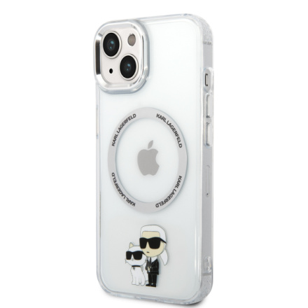 Karl Lagerfeld IML Karl and Choupette NFT MagSafe Zadní Kryt pro iPhone 15 Plus Transparent, KLHMP15MHNKCIT
