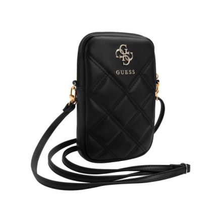 Guess PU Quilted 4G Metal Logo Taška na Telefon se Zipem Black, GUWBZPSQSSGK