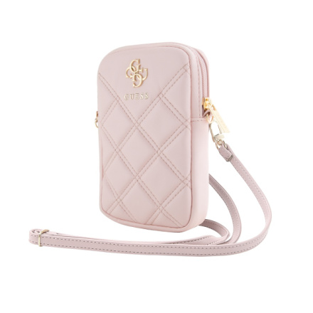 Guess PU Quilted 4G Metal Logo Taška na Telefon se Zipem Pink, GUWBZPSQSSGP