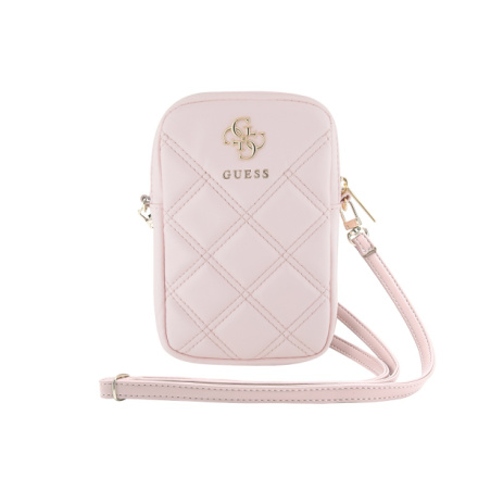 Guess PU Quilted 4G Metal Logo Taška na Telefon se Zipem Pink, GUWBZPSQSSGP