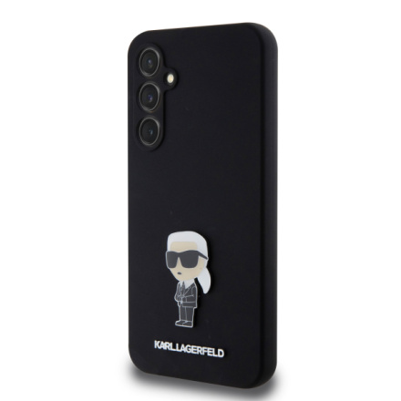 Karl Lagerfeld Liquid Silicone Metal Ikonik Zadní Kryt pro Samsung Galaxy S23 FE Black, KLHCS23FEMHKNPK