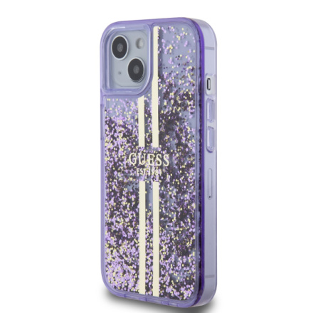 Guess PC/TPU Liquid Glitter Gold Stripe Zadní Kryt pro iPhone 15 Purple, GUHCP15SLFCSEGU