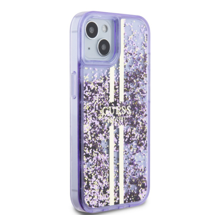 Guess PC/TPU Liquid Glitter Gold Stripe Zadní Kryt pro iPhone 15 Purple, GUHCP15SLFCSEGU