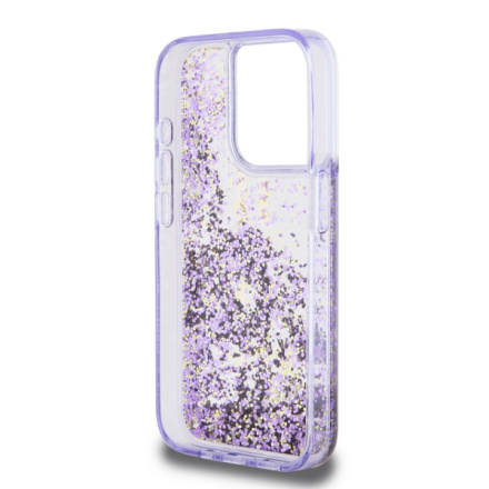 Guess PC/TPU Liquid Glitter Gold Stripe Zadní Kryt pro iPhone 15 Pro Purple, GUHCP15LLFCSEGU