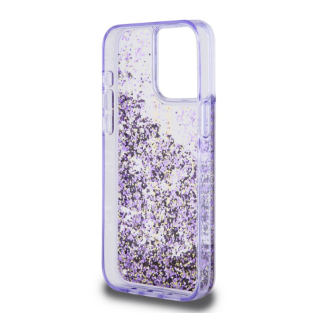 Guess PC/TPU Liquid Glitter Gold Stripe Zadní Kryt pro iPhone 15 Pro Max Purple, GUHCP15XLFCSEGU