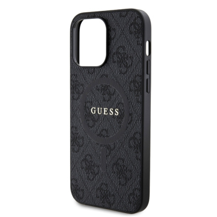 Guess PU Leather 4G Colored Ring MagSafe Zadní Kryt pro iPhone 14 Pro Max Black, GUHMP14XG4GFRK