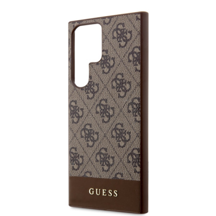 Guess PU 4G Stripe Zadní Kryt pro Samsung Galaxy S24 Ultra Brown, GUHCS24LG4GLBR