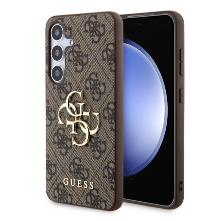 Guess PU 4G Metal Logo Zadní Kryt pro Samsung Galaxy S24 Brown, GUHCS24S4GMGBR