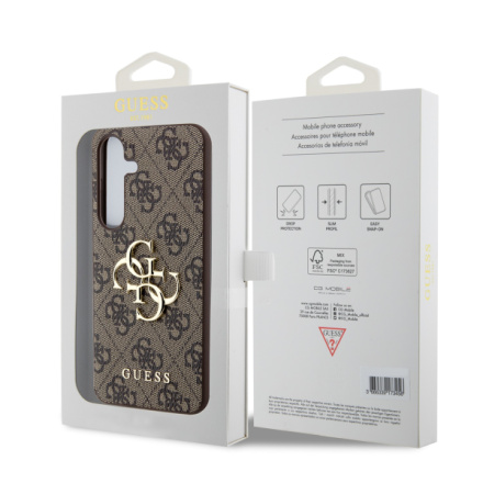 Guess PU 4G Metal Logo Zadní Kryt pro Samsung Galaxy S24+ Brown, GUHCS24M4GMGBR