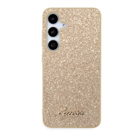 Guess PC/TPU Glitter Flakes Metal Logo Zadní Kryt pro Samsung Galaxy S24+ Gold, GUHCS24MHGGSHD