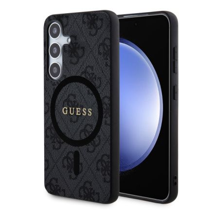 Guess PU Leather 4G Colored Ring MagSafe Zadní Kryt pro Samsung Galaxy S24 Black, GUHMS24SG4GFRK