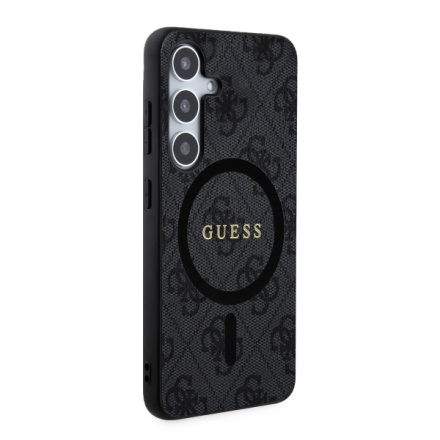 Guess PU Leather 4G Colored Ring MagSafe Zadní Kryt pro Samsung Galaxy S24+ Black, GUHMS24MG4GFRK