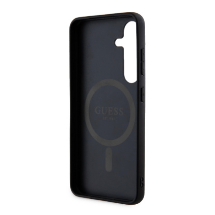 Guess PU Leather 4G Colored Ring MagSafe Zadní Kryt pro Samsung Galaxy S24+ Black, GUHMS24MG4GFRK