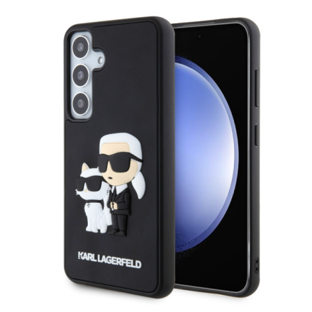 Karl Lagerfeld 3D Rubber Karl and Choupette Zadní Kryt pro Samsung Galaxy S24 Black, KLHCS24S3DRKCNK