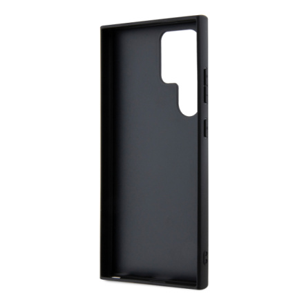 Karl Lagerfeld Saffiano Grip Stand Metal Logo Zadní Kryt pro Samsung Galaxy S24 Ultra Black, KLHCS24LGSAKCPK