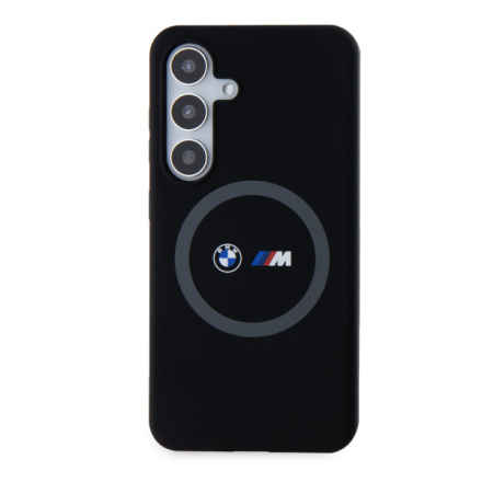 BMW M Printed Round and Logo Magsafe Silikonový Kryt pro Samsung Galaxy S24 Black, BMHMS24S23SROK