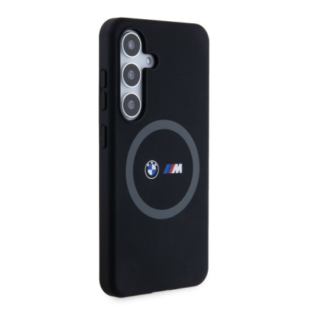 BMW M Printed Round and Logo Magsafe Silikonový Kryt pro Samsung Galaxy S24 Black, BMHMS24S23SROK