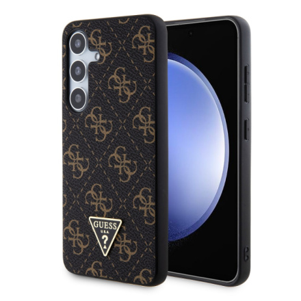 Guess PU Leather 4G Triangle Metal Logo Zadní Kryt pro Samsung Galaxy S24+ Black, GUHCS24MPG4GPK