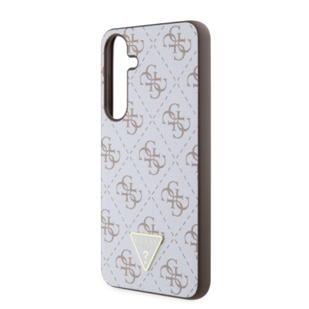 Guess PU Leather 4G Triangle Metal Logo Zadní Kryt pro Samsung Galaxy S24+ White, GUHCS24MPG4GPH