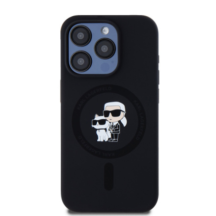 Karl Lagerfeld Liquid Silicone Karl and Choupette Magsafe Zadní Kryt pro iPhone 14 Pro Black, KLHMP14LSCMKCRHK