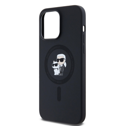 Karl Lagerfeld Liquid Silicone Karl and Choupette Magsafe Zadní Kryt pro iPhone 14 Pro Max Black, KLHMP14XSCMKCRHK