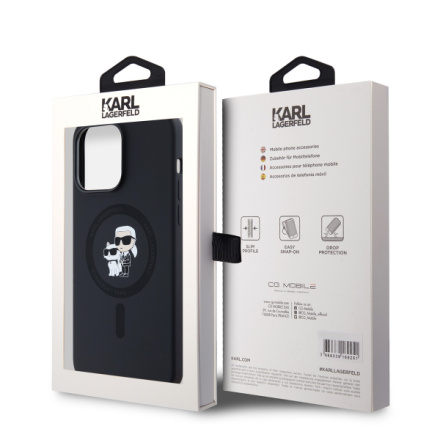 Karl Lagerfeld Liquid Silicone Karl and Choupette Magsafe Zadní Kryt pro iPhone 14 Pro Max Black, KLHMP14XSCMKCRHK