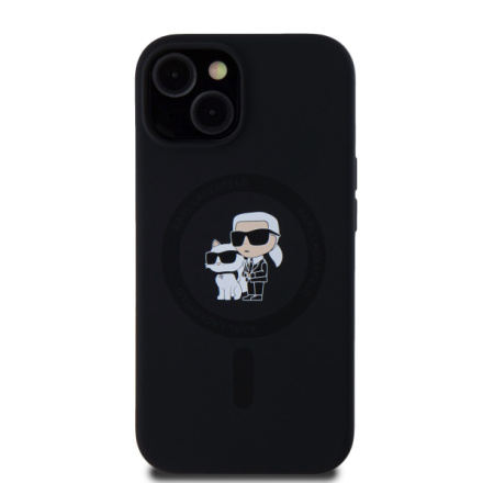 Karl Lagerfeld Liquid Silicone Karl and Choupette Magsafe Zadní Kryt pro iPhone 15 Black, KLHMP15SSCMKCRHK