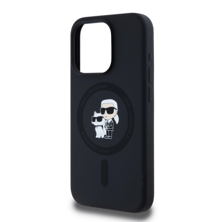 Karl Lagerfeld Liquid Silicone Karl and Choupette Magsafe Zadní Kryt pro iPhone 15 Pro Black, KLHMP15LSCMKCRHK