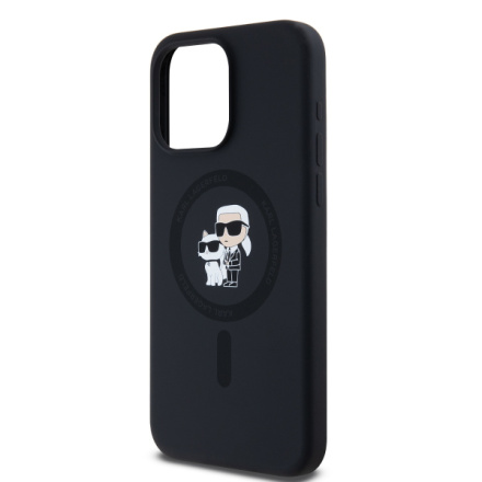 Karl Lagerfeld Liquid Silicone Karl and Choupette Magsafe Zadní Kryt pro iPhone 15 Pro Max Black, KLHMP15XSCMKCRHK