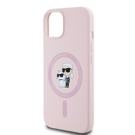 Karl Lagerfeld Liquid Silicone Karl and Choupette Magsafe Zadní Kryt pro iPhone 14 Pink, KLHMP14SSCMKCRHP