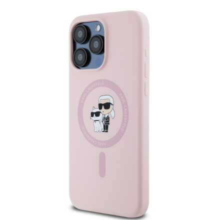 Karl Lagerfeld Liquid Silicone Karl and Choupette Magsafe Zadní Kryt pro iPhone 14 Pro Max Pink, KLHMP14XSCMKCRHP