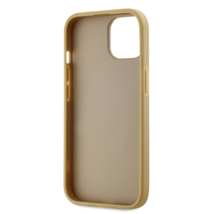 Karl Lagerfeld Wrinkled PU Signature Logo Zadní Kryt pro iPhone 15 Gold, KLHCP15SPFMFBKMD