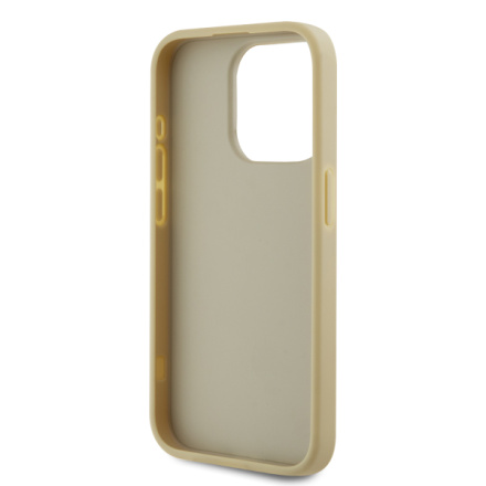 Karl Lagerfeld Wrinkled PU Signature Logo Zadní Kryt pro iPhone 15 Pro Gold, KLHCP15LPFMFBKMD