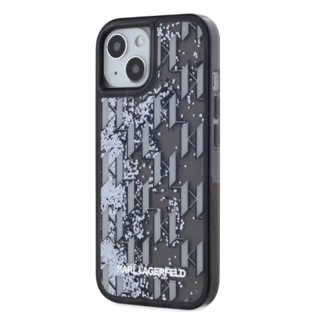 Karl Lagerfeld Liquid Glitter Monogram Gradient Zadní Kryt pro iPhone 14 Black, KLHCP14SLKLGKCCK