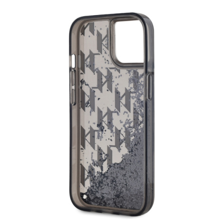 Karl Lagerfeld Liquid Glitter Monogram Gradient Zadní Kryt pro iPhone 14 Black, KLHCP14SLKLGKCCK