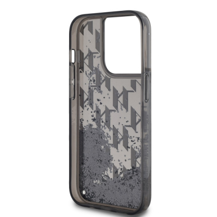 Karl Lagerfeld Liquid Glitter Monogram Gradient Zadní Kryt pro iPhone 14 Pro Max Black, KLHCP14XLKLGKCCK