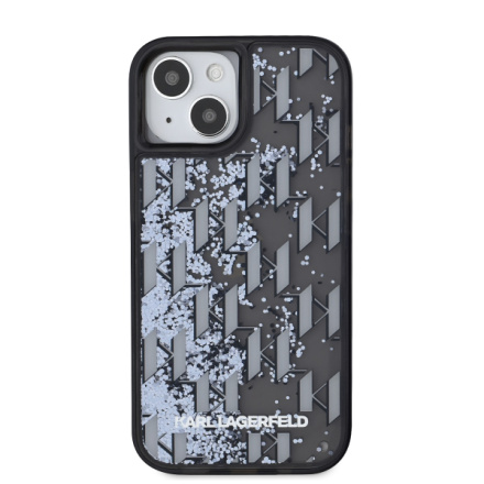 Karl Lagerfeld Liquid Glitter Monogram Gradient Zadní Kryt pro iPhone 15 Black, KLHCP15SLKLGKCCK