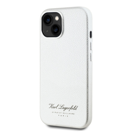 Karl Lagerfeld Grained PU Hotel RSG Zadní Kryt pro iPhone 15 Grey, KLHCP15SPGWCMKHG