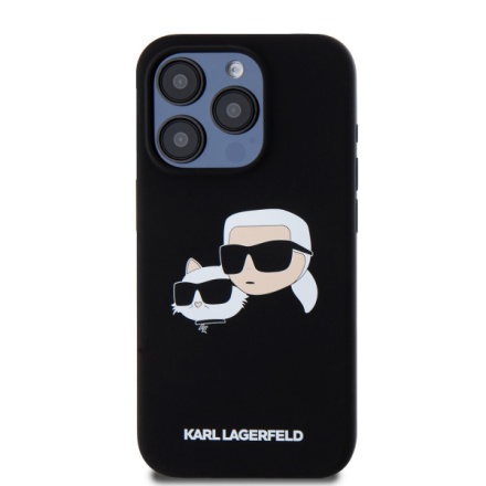 Karl Lagerfeld Liquid Silicone Double Heads Magsafe Zadní Kryt pro iPhone 15 Pro Black, KLHMP15LSKCHPPLK