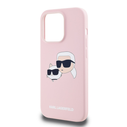 Karl Lagerfeld Liquid Silicone Double Heads Magsafe Zadní Kryt pro iPhone 14 Pro Pink, KLHMP14LSKCHPPLP