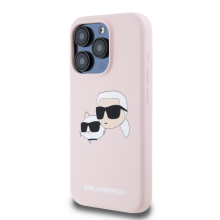 Karl Lagerfeld Liquid Silicone Double Heads Magsafe Zadní Kryt pro iPhone 15 Pro Max Pink, KLHMP15XSKCHPPLP