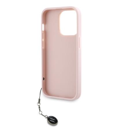 Karl Lagerfeld PU Saffiano Rhinestone Charm Zadní Kryt pro iPhone 14 Pro Pink, KLHCP14LPSAKDGCP