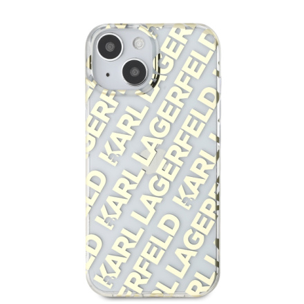 Karl Lagerfeld IML Electroplated Repeated Logo Zadní Kryt pro iPhone 15 Gold, KLHCP15SHKFOEMD