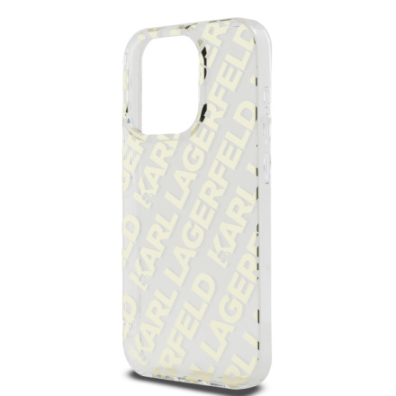 Karl Lagerfeld IML Electroplated Repeated Logo Zadní Kryt pro iPhone 15 Pro Gold, KLHCP15LHKFOEMD