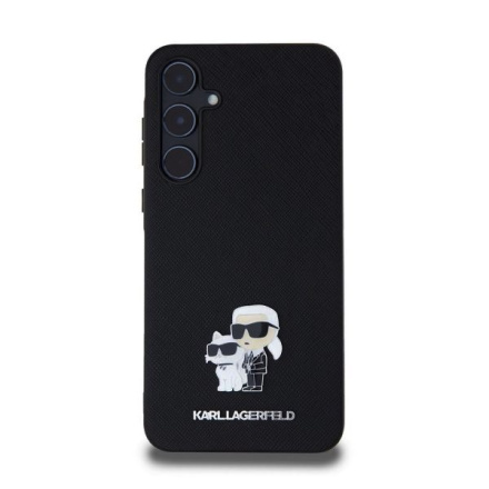 Karl Lagerfeld PU Saffiano Metal Karl and Choupette Zadní Kryt pro Samsung Galaxy A55 5G Black, KLHCSA55SAKCNPK